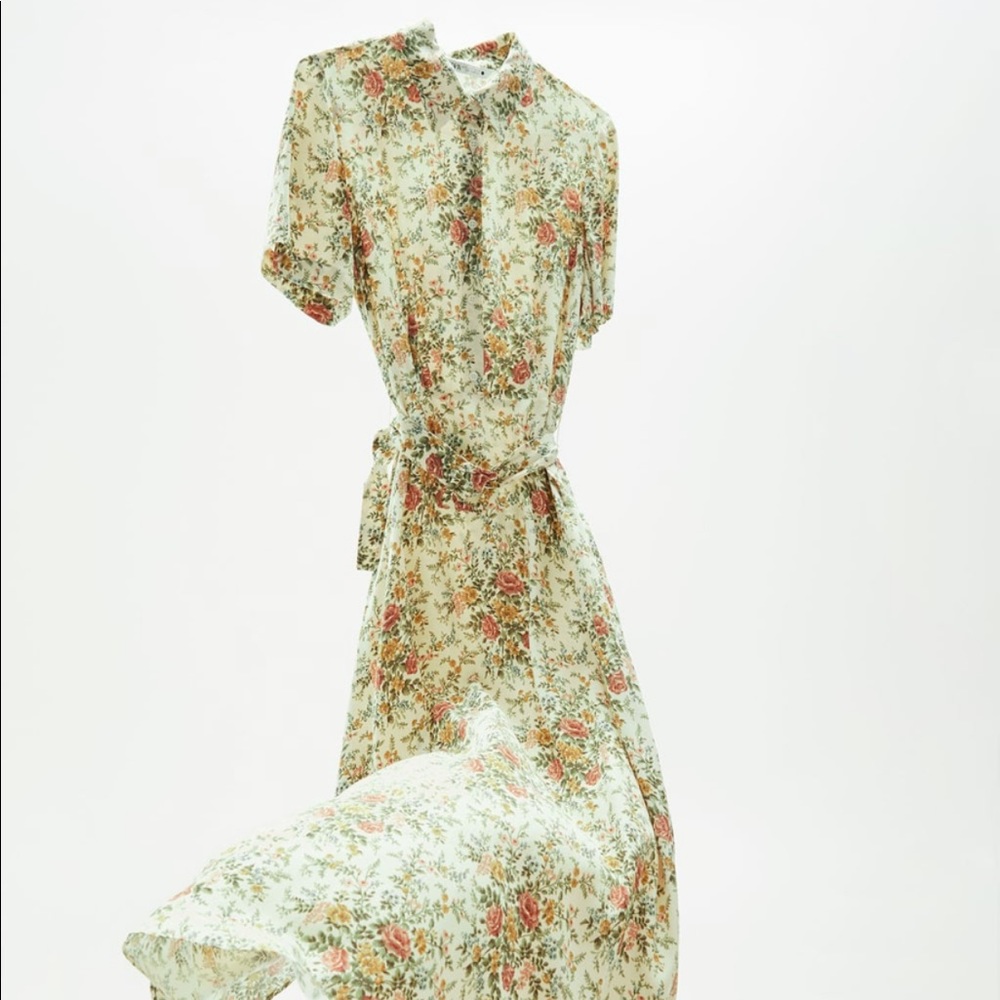 Zara Printed/Belted Midi Dress